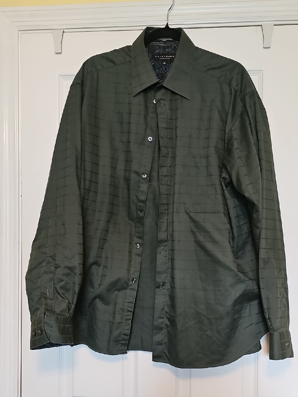 Men's Olive Green Dress Shirt - Classic Long Sleeve